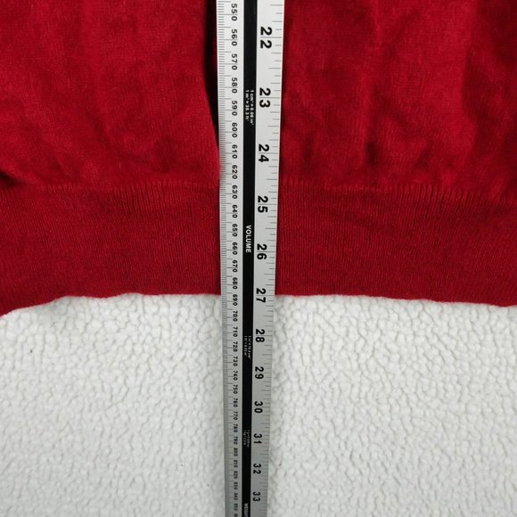 Black Brown Sweater Mens Large Red Cashmere Lightweight V Neck Preppy - Picture 6 of 12